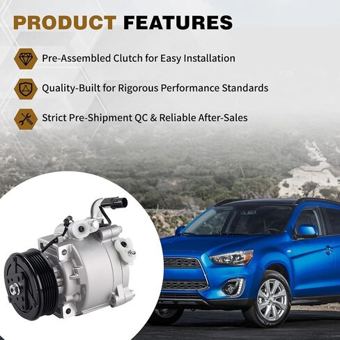Air Conditioning AC Compressor Compatible with 2009-2015 Mitsubishi Lancer Outlander Outlander Sport Replaces 60-03149 NA AKS011H402AH 7813A197 in Saudi Arabia
