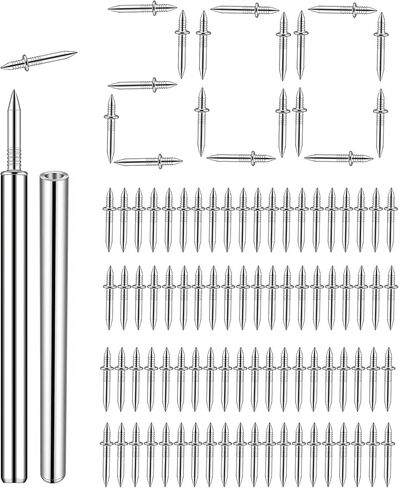 400PCS Double-Headed Skirting Nails with Sleeve Tools - Invisible Seamless Double Head Thread Nails for Baseboard Trim, Solid Wood Skirting Board Fasteners in Saudi Arabia