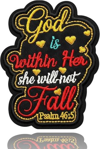 God is Within Her She Will Not Fall Patches 3 inch, Psalm 46:5 Embroidery, Embroidered Applique for Hats Clothes, Fancy Patches, Christian, Religious, Jesus DIY Funny Accessories Girls Gift in Saudi Arabia