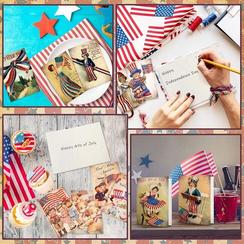 Glenmal 24 Sets Retro 4th of July Postcards Patriotic Cards with Envelopes 4 x 6 Inches 250th Anniversary Independence Day Greeting Cards for Party Favors Adult Gift in Kuwait