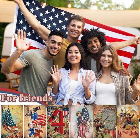 Glenmal 24 Sets Retro 4th of July Postcards Patriotic Cards with Envelopes 4 x 6 Inches 250th Anniversary Independence Day Greeting Cards for Party Favors Adult Gift in Kuwait