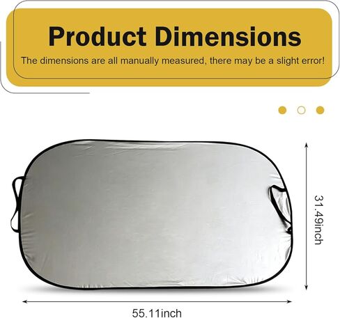 Windshield Sun Shade, 55 x 31.5In Front Window Sunshade, Foldable Sun Protection Windshield Cover, Universal Car Protection Accessories (Silver) in Saudi Arabia