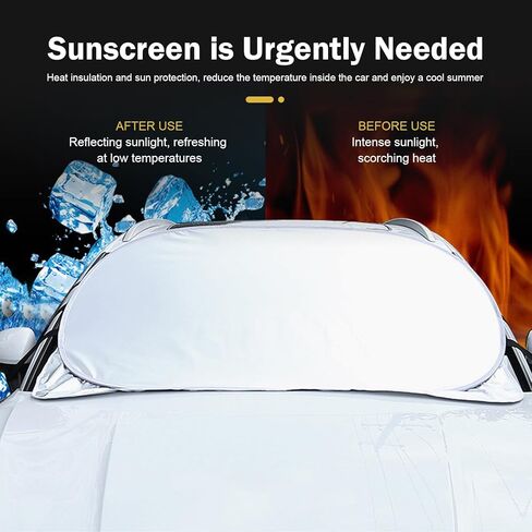 Windshield Sun Shade, 55 x 31.5In Front Window Sunshade, Foldable Sun Protection Windshield Cover, Universal Car Protection Accessories (Silver) in Saudi Arabia