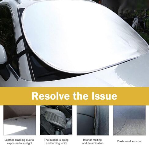 Windshield Sun Shade, 55 x 31.5In Front Window Sunshade, Foldable Sun Protection Windshield Cover, Universal Car Protection Accessories (Silver) in Saudi Arabia