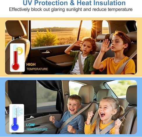 Car Window Shades, 2 Pack Magnetic Car Sun Shades with 7 Strong Magnets, Double Layer Car Rear/Side Window Sunshade -2-in-1 Full Covers/Half Shade Back Auto Window Privacy Curtains for Baby Protection in Saudi Arabia