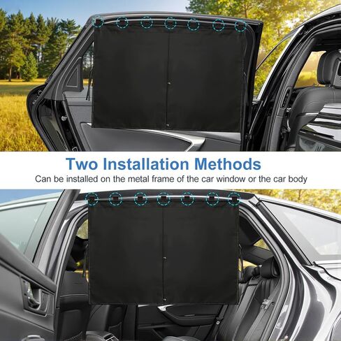 Car Window Shades, 2 Pack Magnetic Car Sun Shades with 7 Strong Magnets, Double Layer Car Rear/Side Window Sunshade -2-in-1 Full Covers/Half Shade Back Auto Window Privacy Curtains for Baby Protection in Saudi Arabia