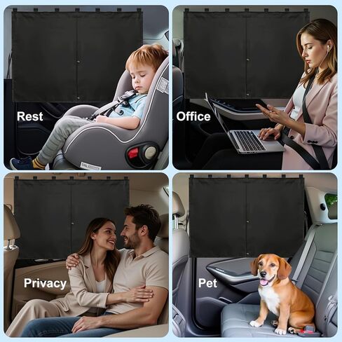 Car Window Shades, 2 Pack Magnetic Car Sun Shades with 7 Strong Magnets, Double Layer Car Rear/Side Window Sunshade -2-in-1 Full Covers/Half Shade Back Auto Window Privacy Curtains for Baby Protection in Saudi Arabia
