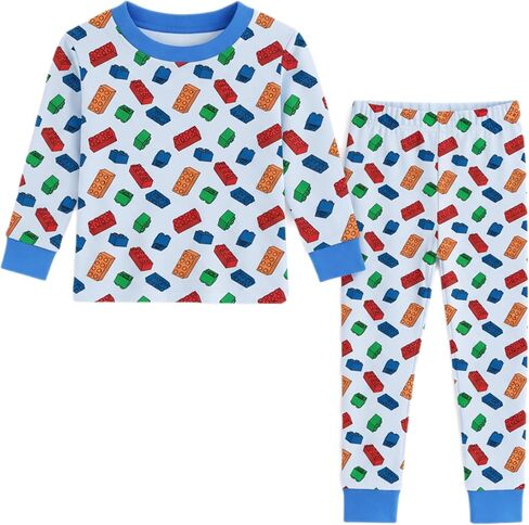 Toddler Pajamas Viscose from Bamboo Soft Baby Pajamas 2 Piece Sleepwear Set Toddler PJs (Building Blocks 5T) in Saudi Arabia
