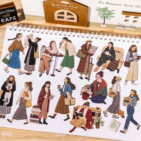 120Pcs Vintage Girl Scrapbook Stickers, Aesthetic Embroidery-Style Fashion Girl Stickers for Junk Journal, Scrapbooking, Journaling, Planner, Bujo & Collage Supplies in Saudi Arabia