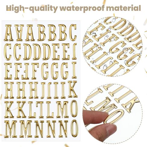 6 Sheets 3D Gold Letter and Number Stickers, Gold Puffy Letter and Number Stickers, 3D Golden Alphabet Sticker, Waterproof Golden Foam Sticker for Poster, Scrapbooking and Grad Cap Decoration (1 Inch) in Kuwait
