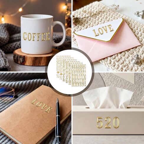 6 Sheets 3D Gold Letter and Number Stickers, Gold Puffy Letter and Number Stickers, 3D Golden Alphabet Sticker, Waterproof Golden Foam Sticker for Poster, Scrapbooking and Grad Cap Decoration (1 Inch) in Kuwait