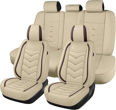 Car Seat Cover for Land Rover Range Rover 2000-2026, Seat Covers Full Set,Non-Slip Waterproof seat Cover,Wear-Resistant Nappa Leather car seat Covers. (Luxury 5 Seats/Beign) in Saudi Arabia