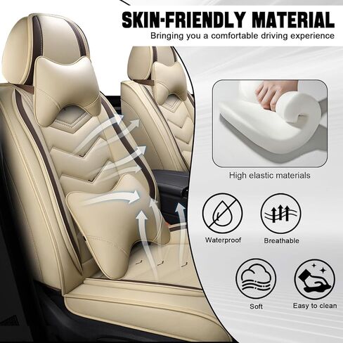 Car Seat Cover for Land Rover Range Rover 2000-2026, Seat Covers Full Set,Non-Slip Waterproof seat Cover,Wear-Resistant Nappa Leather car seat Covers. (Luxury 5 Seats/Beign) in Saudi Arabia