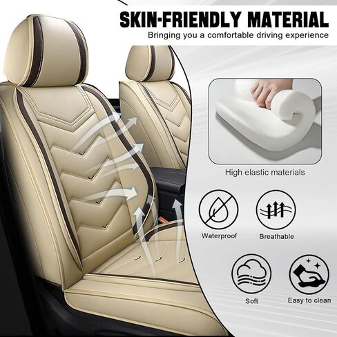 Car Seat Cover for Pontiac Torrent 2006-2009, Driver's Seat Covers,Non-Slip Waterproof seat Cover,Wear-Resistant Nappa Leather car seat Covers. (Standard 2 Seats/Beign) in Saudi Arabia