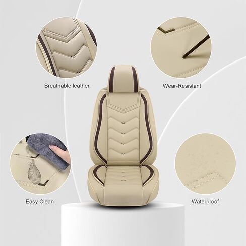 Car Seat Cover for Pontiac Torrent 2006-2009, Driver's Seat Covers,Non-Slip Waterproof seat Cover,Wear-Resistant Nappa Leather car seat Covers. (Standard 2 Seats/Beign) in Saudi Arabia
