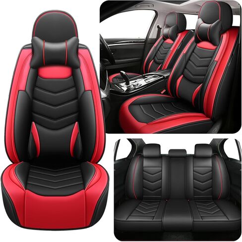 Car Seat Covers Fit for Honda Accord 1999-2024 Daily Commutes Durable and Side Airbag Compatibility Sports Seat Cover, 2 Pcs Front, Black Red in Saudi Arabia