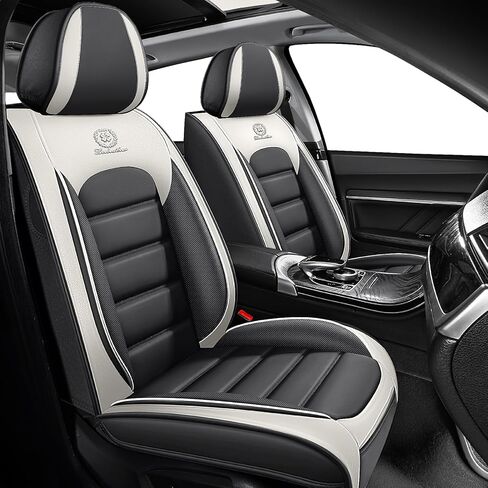 Seat Covers for Hyundai Tucson 2005-2026, Durable Faux Leather Seat Cover, Waterproof Full Coverage Car Seat Covers Front Set (Gray & White) in Saudi Arabia
