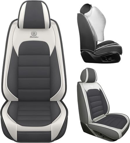 Seat Covers for Hyundai Tucson 2005-2026, Durable Faux Leather Seat Cover, Waterproof Full Coverage Car Seat Covers Front Set (Gray & White) in Saudi Arabia