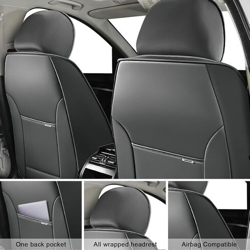 Seat Covers for Hyundai Tucson 2005-2026, Durable Faux Leather Seat Cover, Waterproof Full Coverage Car Seat Covers Front Set (Gray & White) in Saudi Arabia