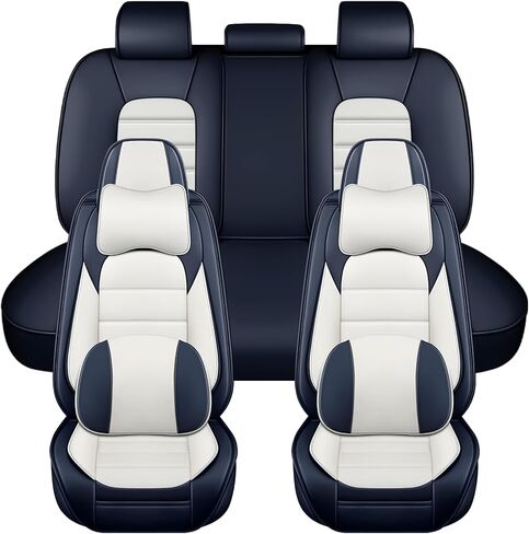 Seat Covers for Hyundai Tucson 2005-2026, Durable Faux Leather Seat Cover, Waterproof Full Coverage Car Seat Covers Front Set (Gray & White) in Saudi Arabia