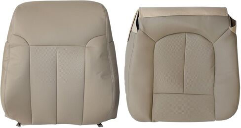 SecosAutoparts Driver Bottom Perforated Leather Seat Cover Tan & Top Lean Back Compatible with Ford F150 Lariat 2009 2010 2011 2012 2013 2014 in Kuwait