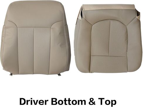 SecosAutoparts Driver Bottom Perforated Leather Seat Cover Tan & Top Lean Back Compatible with Ford F150 Lariat 2009 2010 2011 2012 2013 2014 in Kuwait