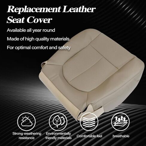 SecosAutoparts Driver Bottom Perforated Leather Seat Cover Tan & Top Lean Back Compatible with Ford F150 Lariat 2009 2010 2011 2012 2013 2014 in Kuwait