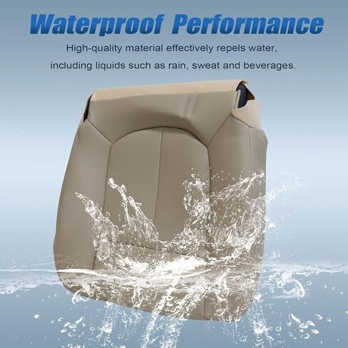 SecosAutoparts Driver Bottom Perforated Leather Seat Cover Tan & Top Lean Back Compatible with Ford F150 Lariat 2009 2010 2011 2012 2013 2014 in Kuwait