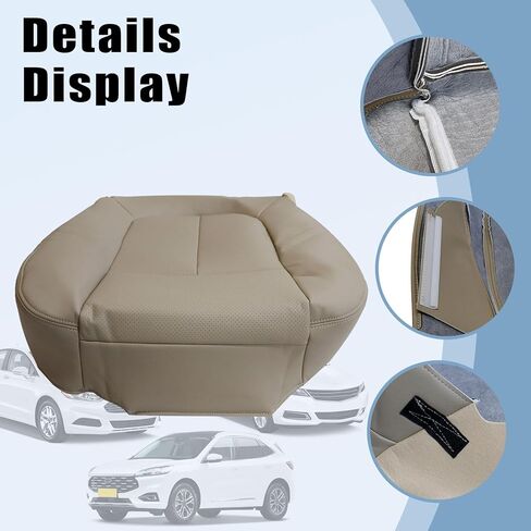SecosAutoparts Driver Bottom Perforated Leather Seat Cover Tan & Top Lean Back Compatible with Ford F150 Lariat 2009 2010 2011 2012 2013 2014 in Kuwait