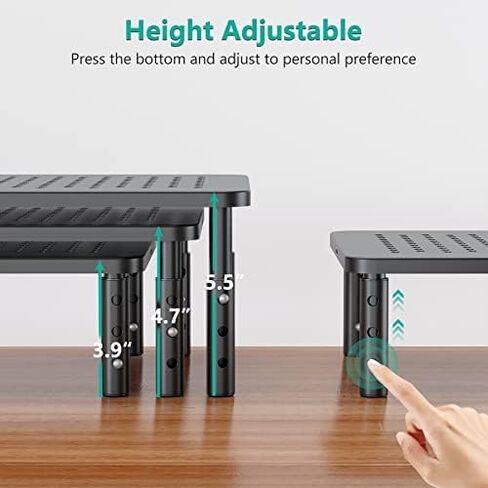 WALI Bundles- Computer Monitor Stand for Desk and Desk File Organizer, 4 Tier Desktop Paper Letter Tray Organizer with Drawer and 2 Pen Holders (STT003+DO005DH-B) in Kuwait
