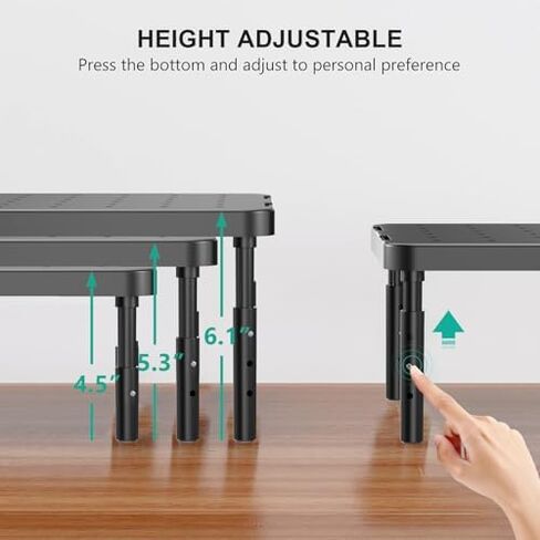 WALI Bundles- Computer Monitor Stand for Desk and Desk File Organizer, 4 Tier Desktop Paper Letter Tray Organizer with Drawer and 2 Pen Holders (PTT001+DO005DH-B) in Kuwait