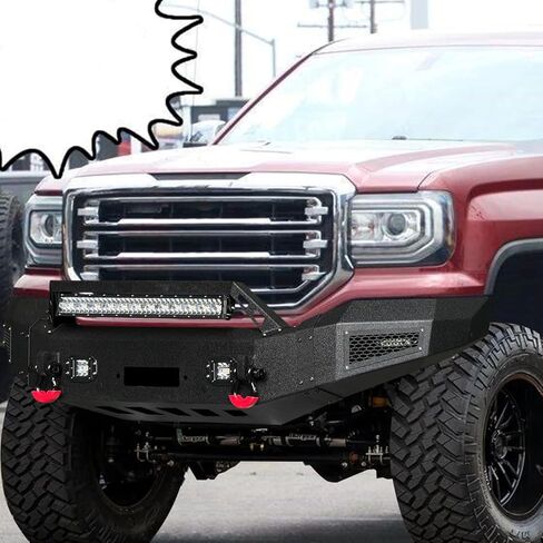 Vijay Front Bumper Fits 2016-2018 GMC Sierra 1500 and 2019 GMC Sierra 1500 Limited with Winch Plate and Lights in Saudi Arabia