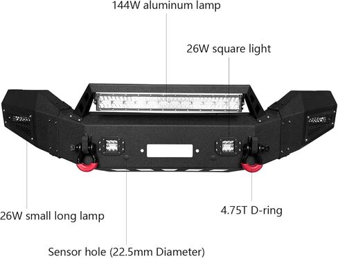 Vijay Front Bumper Fits 2016-2018 GMC Sierra 1500 and 2019 GMC Sierra 1500 Limited with Winch Plate and Lights in Saudi Arabia