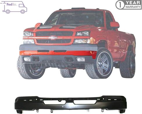 Front Bumper Face Bar Powercoated Black Steel Paintable For 2003-2006 Chevrolet Silverado 1500 2500HD 3500 Pickup Truck Direct Replacement 89025748 in Kuwait