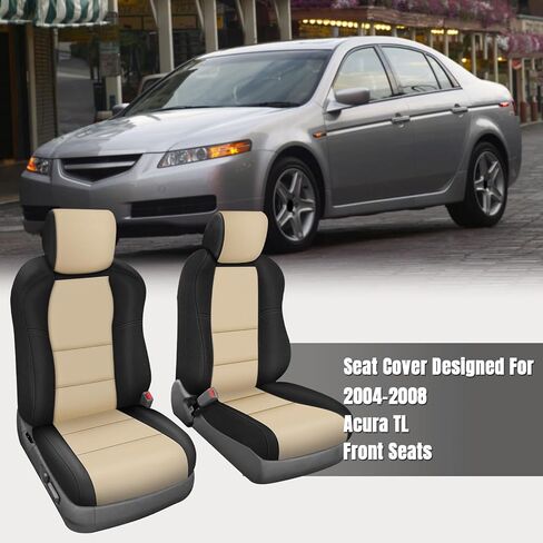 SAPUBK Custom-Fit Front Seat Covers Replace for 2004-2008 Acura TL, Driver and Passenger Premium Leather with Composite Soft Foam Lining Seat Cover in Kuwait