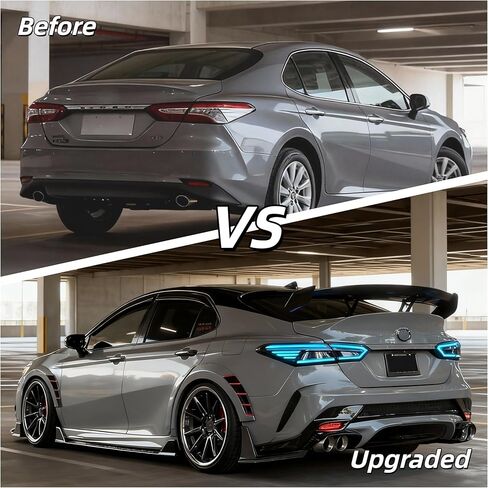 Multicolor LED Tail Light Fit for Toyota Camry 2018-2023 8th Gen, 1 Pair Smoked Rear Lamp Assembly with Startup Animation | Direct Upgrade in Saudi Arabia