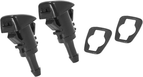 Front Windshield Wiper Nozzles for Subaru Impreza STI WRX with Gaskets - Pack of 2 Black Replacement in Kuwait