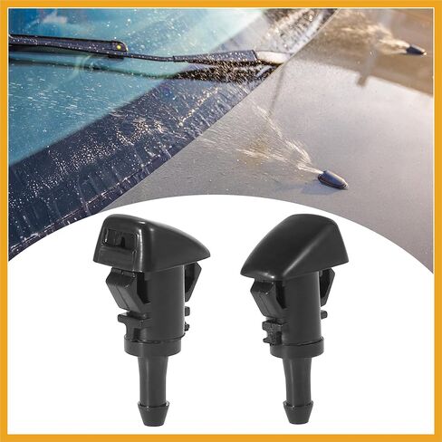 Front Windshield Wiper Nozzles for Subaru Impreza STI WRX with Gaskets - Pack of 2 Black Replacement in Kuwait
