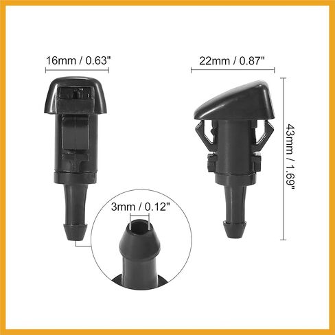 Front Windshield Wiper Nozzles for Subaru Impreza STI WRX with Gaskets - Pack of 2 Black Replacement in Kuwait