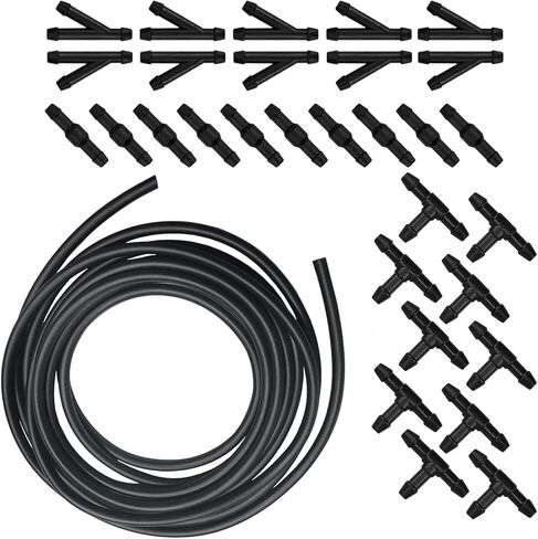 Windshield Washer Hose Kit, 4M Flexible Rubber Washer Fluid Tubing with 30PCS Hose Connectors, Replacement for Most Car Windshield Washer Tubing, Fits Cars SUVs Trucks in Saudi Arabia