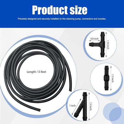 Windshield Washer Hose Kit, 4M Flexible Rubber Washer Fluid Tubing with 30PCS Hose Connectors, Replacement for Most Car Windshield Washer Tubing, Fits Cars SUVs Trucks in Saudi Arabia