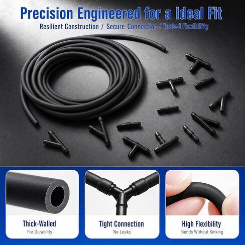Windshield Washer Hose Kit, 4M Flexible Rubber Washer Fluid Tubing with 30PCS Hose Connectors, Replacement for Most Car Windshield Washer Tubing, Fits Cars SUVs Trucks in Saudi Arabia