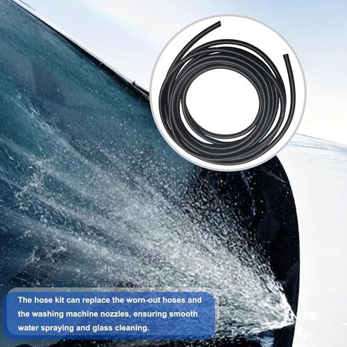 Windshield Washer Hose Kit, 4M Flexible Rubber Washer Fluid Tubing with 30PCS Hose Connectors, Replacement for Most Car Windshield Washer Tubing, Fits Cars SUVs Trucks in Saudi Arabia