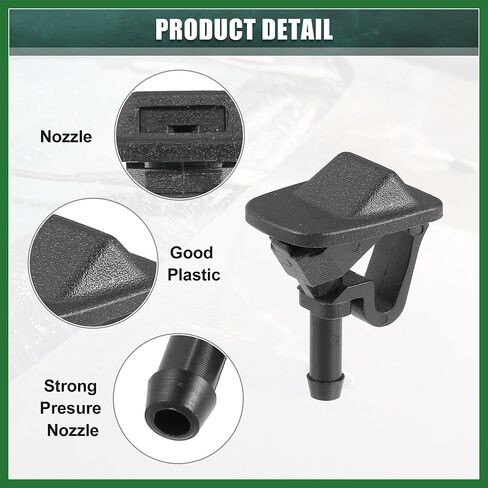 Motoforti Windshield Wiper Washer Nozzle Spray Jet Fit for Jeep Wrangler 2002-2012 with Water Pipe No.55156728AB/55156728AA - Pack of 2 Black Long-lasting in Kuwait