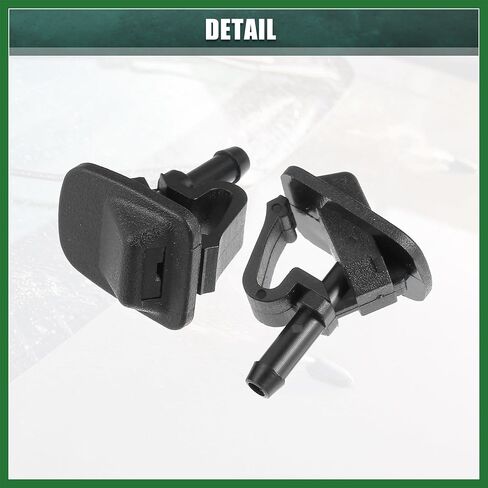 Motoforti Windshield Wiper Washer Nozzle Spray Jet Fit for Jeep Wrangler 2002-2012 with Water Pipe No.55156728AB/55156728AA - Pack of 2 Black Long-lasting in Kuwait