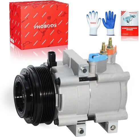 ضاغط تكييف الهواء PHOBOOS مع قابض متوافق مع Ford E-150، E-250، E-350 Super Duty، E-450 Super Duty، Mustang، 2007-2019، تبريد سريع، ضوضاء منخفضة، تركيب سهل، Ref.67198 in Kuwait