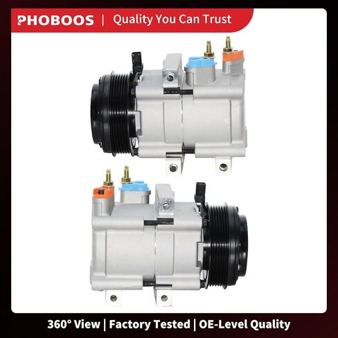 ضاغط تكييف الهواء PHOBOOS مع قابض متوافق مع Ford E-150، E-250، E-350 Super Duty، E-450 Super Duty، Mustang، 2007-2019، تبريد سريع، ضوضاء منخفضة، تركيب سهل، Ref.67198 in Kuwait