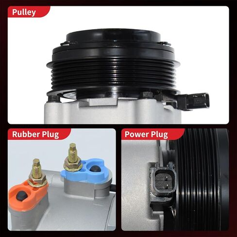 ضاغط تكييف الهواء PHOBOOS مع قابض متوافق مع Ford E-150، E-250، E-350 Super Duty، E-450 Super Duty، Mustang، 2007-2019، تبريد سريع، ضوضاء منخفضة، تركيب سهل، Ref.67198 in Kuwait