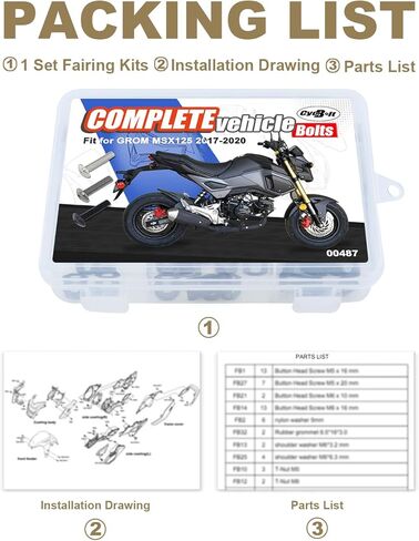 مجموعات مسامير هدية كاملة تناسب MSX 125 GROM 2017-2020 GROM MSX125 مجموعة كاملة من مسامير هدية القلنسوة طقم تركيب غسالة الجوز استبدال in Kuwait