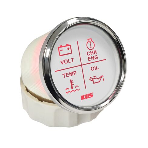 KUS 4 LED إنذار مقياس فولت درجة حرارة الماء ضغط الزيت CHK ENG 2 بوصة (52 مم) 9-32 فولت مع إضاءة خلفية (أبيض) in Kuwait